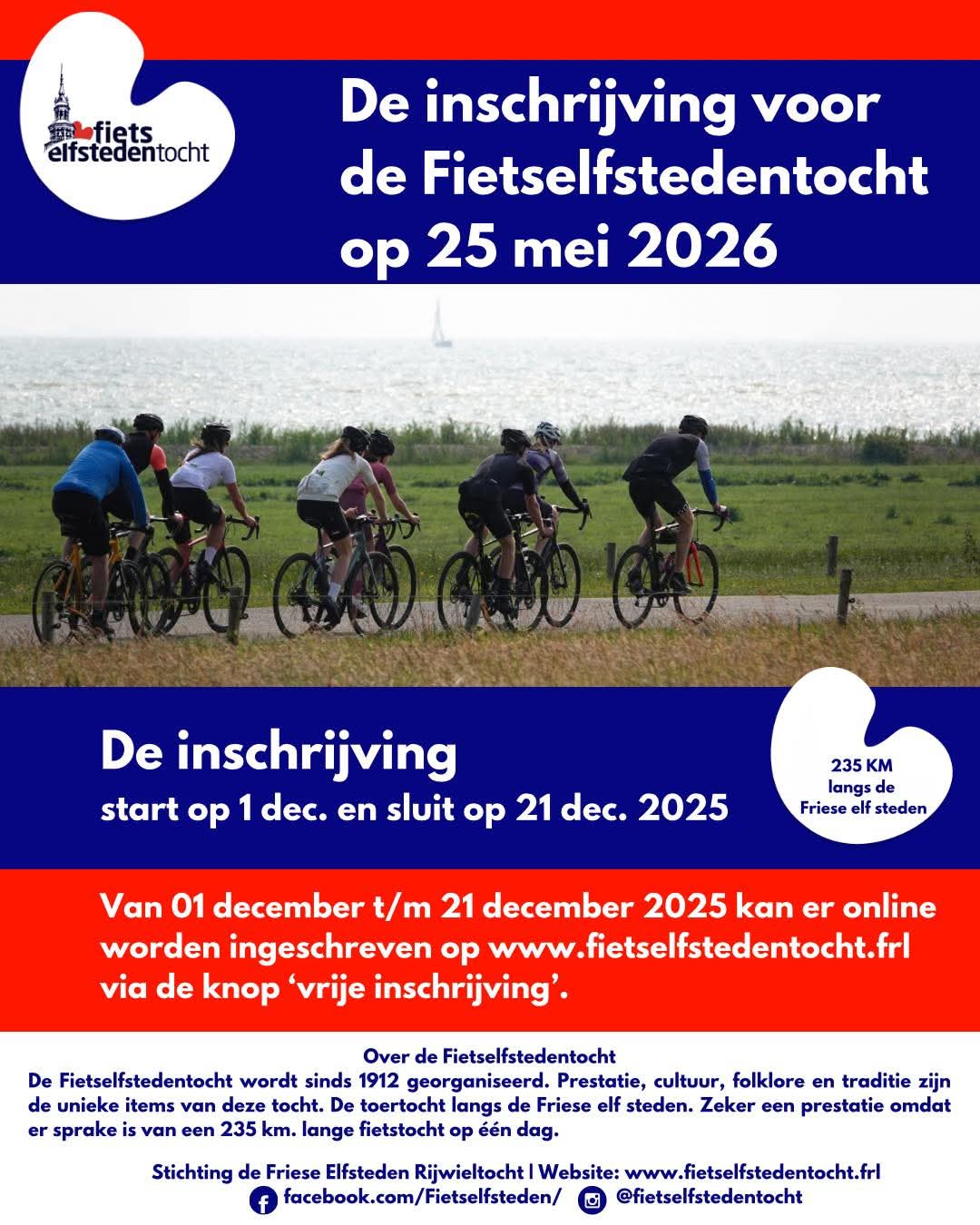 De inschrijving voor de Fietselfstedentocht 2026 is open 