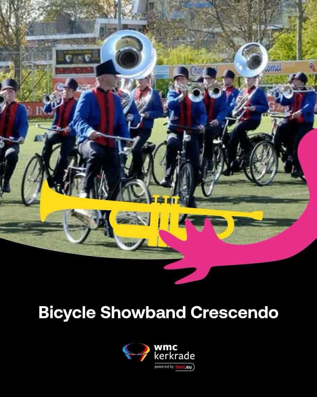 Zilver Bicycle Showband Crescendo in marsparade WMC Kerkrade en op weg naar ... Surhuisterveen